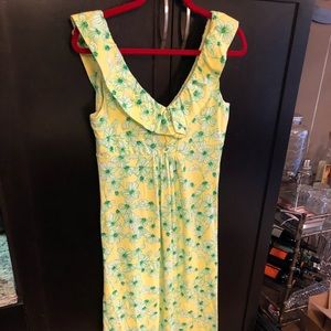 Lilly Pulitzer Yellow Floral Full Length Dress